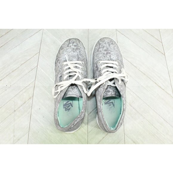 Vans Gray Atwood Floral Paisley Canvas Low Top Skate Sneakers Size 7 - Picture 6 of 9